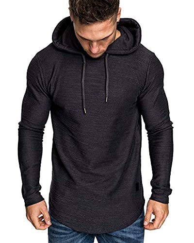 Image of Lexiart Mens Cotton Hoodies Pullover Sport Muscle Workout Shirts