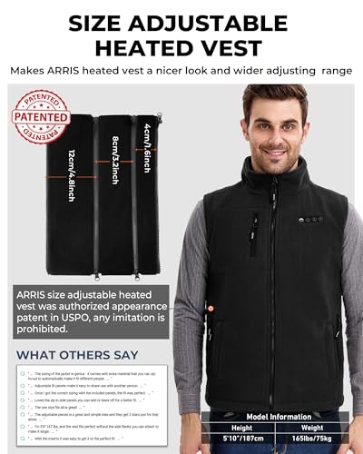ARRIS Fleece Heated Vest for Men with Battery Pack Included, Size Adjustable 8 Heating Zones for Hunting2