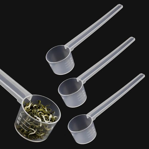 YUVKIN 3 piezas Cucharas Medidoras con Escala, Plastico, Cacito Dosificador, Leche en polvo, Scoop Proteina, Transparente con Escala de 2g, 3g, 4g, 5g (Transparente)