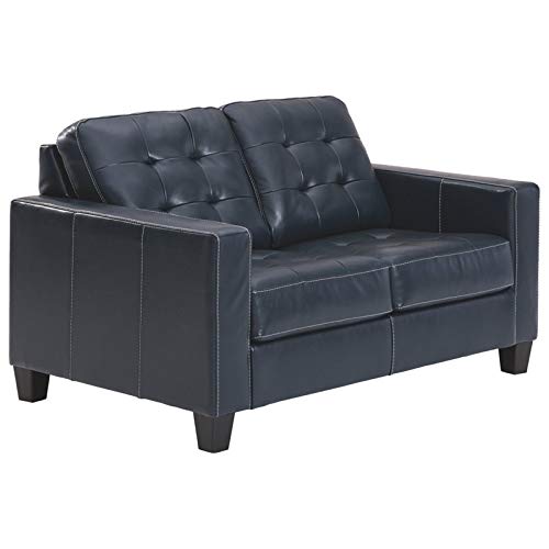 Blue Leather Loveseats Light & Navy Blue