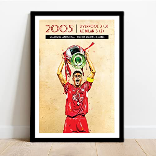 Image of Liverpool 2005 Champions League Retro Art Print - Steven Gerrard