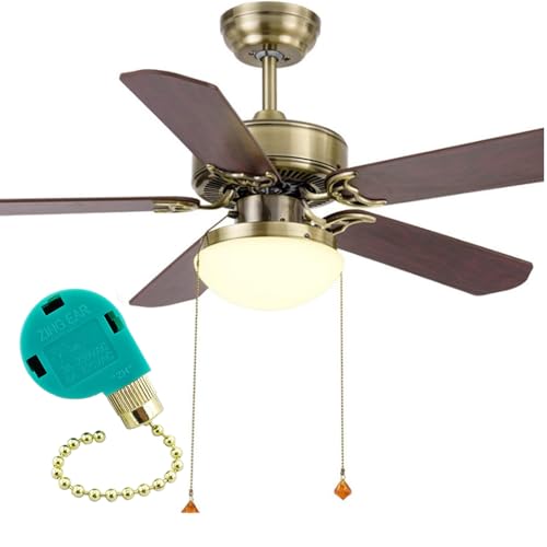 Image of Ceiling Fan Pull Chain Switch 3 Speed 4 Wire Zing Ear ZE-268S6 Ceiling Fan Pull Chain Cord Switch Replacement for Ceiling Fans,Wall Lamps,Cabinet Light (Golden Pull Chain)