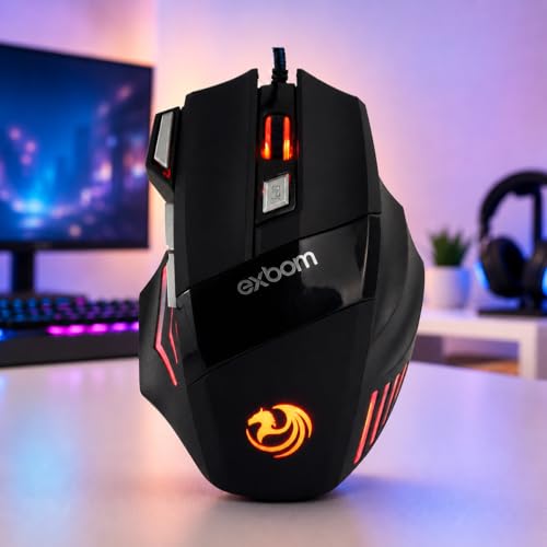Mouse Gamer 7D 3200 DPI Ajustável 7 Botões Luzes Led RGB Alta