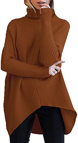 ANRABESS Women Sweaters Long Sleeve Turtle Neck Knitwear Oversize Pullover Jumpers 2023 Fall Winter Warm Sweaters A87Zong-Xl Caramel