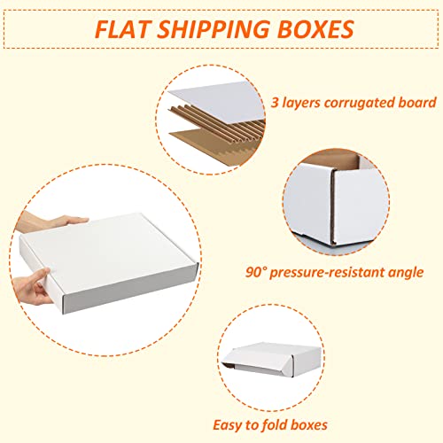 Image of HORLIMER 13x10x2 inches Shipping Boxes Set of 25, White Corrugated Cardboard Box Literature Mailer