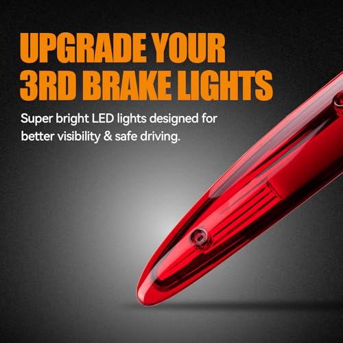 Image of Third 3rd Brake Light LED for 1997-2002 Ford Expedition, High Mount Rear Brake Lights Assembly for 97-02 Expedition, Waterproof Center Cab Lamp Stop Light (RED)