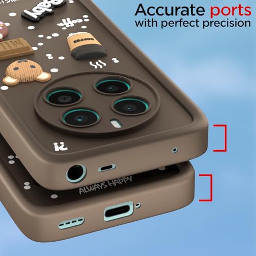 Image of Pikkme Back Cover for Realme 12 Plus 5G / P1 5G / Narzo 70 5G / 70 Pro 5G | Cute Fun Cartoon 3D Bear Silicone Full Body Protection Bumper Cover (Brown)