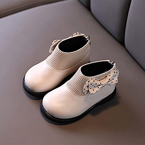 Kids Snow Boots Size 1 Girls Boots Round Toe Flat Sole Thick Sole Non Slip Back Zipper Cute Polka Dots Bow2
