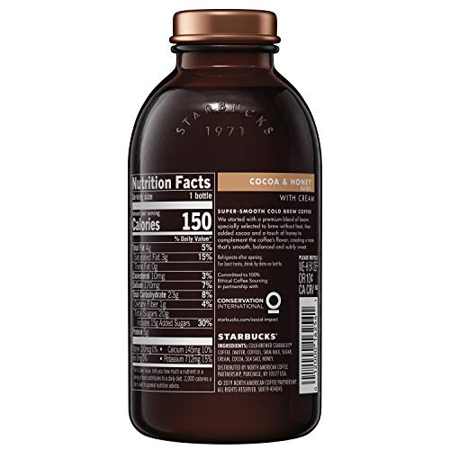 Starbucks, Cold Brew Coffee, Cocoa & Honey with Cream, 11 fl oz. glass bottles (6 Pack)