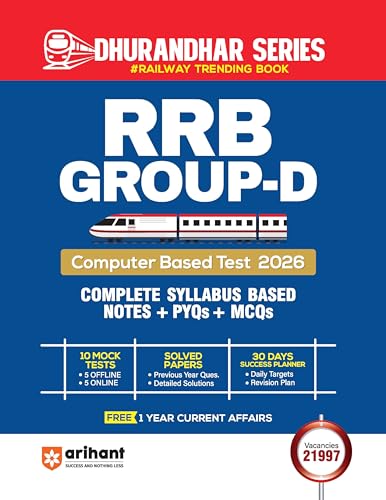 Image of Arihant RRB Group D CBT Exam Preparation Book 2026 | Complete Syllabus Based Notes + PYQs and MCQs | 10 Mock Tests (5 Offline + 5 Online) | Solved Papers with Detailed Solutions | English Medium