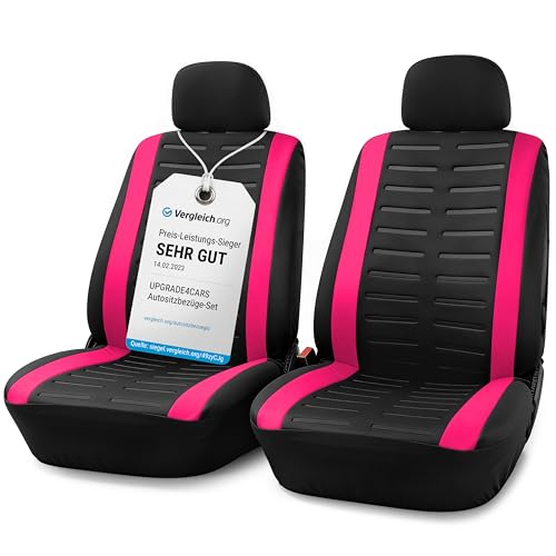 Upgrade4cars Autositzbezüge Set für die Vordersitze Version 2026 | Auto-Schonbezüge Universal in Pink für Fahrersitz & Beifahrer | Autozubehör Innenraum Deko