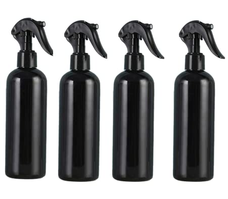 Conan スプレーボトル アルコール対応 霧吹き 極細ミスト 300ml 4個 大容量 空ボトル 噴霧器 詰め替え容器 詰替ボトル 消毒 除菌 手指消毒機 軽量 遮光 園芸 植物用 清掃用 美髪師用 家用 (ブラック)