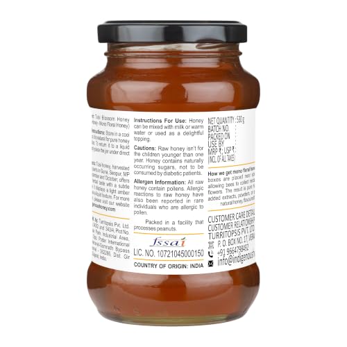 Image of INDIGENOUS HONEY Tulsi Basil Honey Pure Raw Organic 17.64 oz Glass Jar