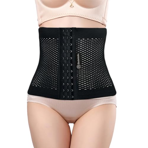 BODVITALS Postpartum Waist Trainer | Waist Trainer for Women | Body Shaper Tummy Control | Women Waist Trainer Corset | Postpartum Belly Wrap | Tummy Tucker Post Pregnancy Recovery Belt (Black L)