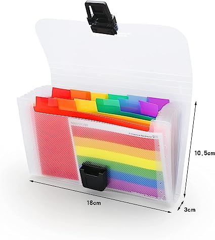Mini Document File,13 Pockets Mini Rainbow Expanding File Folder Plastic Flash Card Holder A6 Accordion Receipt Organizer for School Office and Home - Image 3
