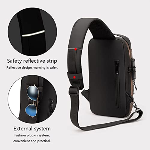 Image of ARURA (LABEL) Multifunction Anti-theft Shoulder Bag Crossbody Bag Travel Sling Bag with USB Port and Code Lock Messenger Backpack Chest Bag for Male Female