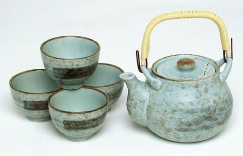 Miya Spring Blossom 24-Ounce Japanese Teapot Teacup Gift Set, Blue/White