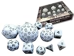 Grinning Gargoyle – 13x Deluxe Polyhedral Dungeons and Dragons Dice Set - Perfect for DnD and Many Other Role-Playing Games – Includes a Giant 45mm 100 Sided Polyhedral Die or D100 (White)