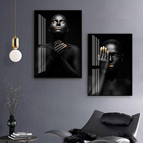 Lienzo de arte para mujer africana en set de 2 piezas de 50x70cm con impresión de alta definición