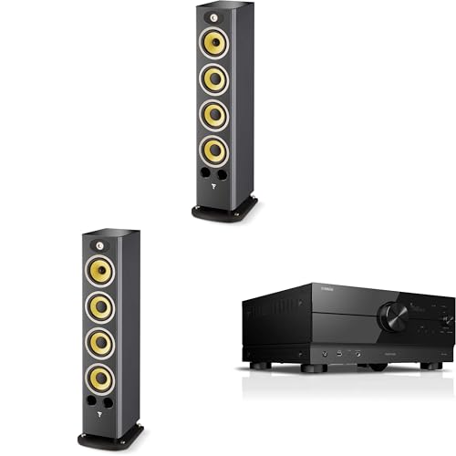 Focal Aria K2 936 Ash Grey (Limited Edition) 3-Way Floorstanding Audiophile Tower Speaker - Pair, with RX-A4ABL AVENTAGE 7.2-Channel AV Receiver with 8K HDMI and MusicCast