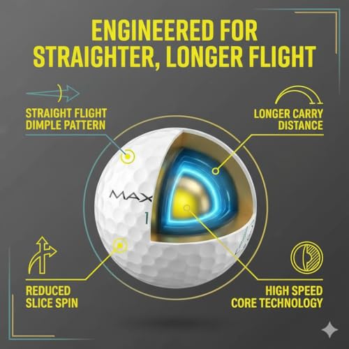 Maxfli StraightFli Yellow Golf Balls 12-Pack – Low Spin