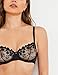 Wingslove Women's Sexy Lace Bra Demi Sheer Mesh Balconette See Through Bralette Unlined Underwire Embroidered (Black,34DD)