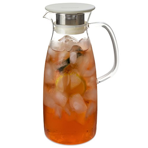 FORLIFE Mist Glass Ice Tea Jug , 50-Ounce, White