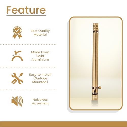 Image of LAPO 2 Pack Heavy Duty 12 Inch Aluminium Tower Bolt for Wooden and PVC Door /Kundi /Chitakni for Windows Tower Bolt /Door Lock Latch for Main Doors (Antique Finish, Pack of 2)