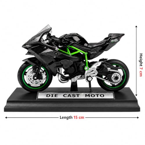 Image of Ninja H2R Die Cast Bike Model 1:12 Scale | Alloy Metal (Fuel Tank Only), Plastic Body | Realistic Sports Motorcycle with Display Stand | Gift for Kids & Collectors (Ninja H2R 1:12 Scale)