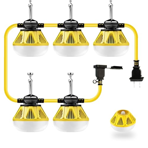 StarWorld 50FT Construction String Lights &mdash; 50W (6500LM) 5000K Linkable Jobsite & Hanging Work...