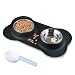 NICREW Ciotole per Cani e Gatti di Piccola Taglia, Doppia Ciotola in Acciaio Inossidabile Antiscivolo ed Anti Goccia, Ciotola Cane con Tappetino in Silicone, Nero