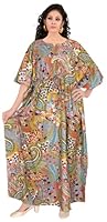 Jaipur Export qulaity Gary Multi, Printed Woman Pure, cootan Kaftan Ladies Caftan Kurti Tops Free Size Bohemian Women Night Combo Casual Maxi Plus Size Double Layer Women's Long Dress