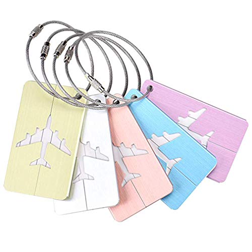 Hisredsun Aluminum Luggage Tags 5packs Holiday Travel Baggage Handbag Tag or Smart Travellers-Best for Preventing Loss of Bags and Suitcases,Flexible Suitcase Labels, Travel Gifts (5 Pack)