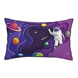 Fundas de almohada, fundas de almohada suaves y cómodas, adecuadas para almohadas orgánicas, funda de almohada de viaje pequeña antiarrugas con cremallera, fundas de almohada de astronauta en misión