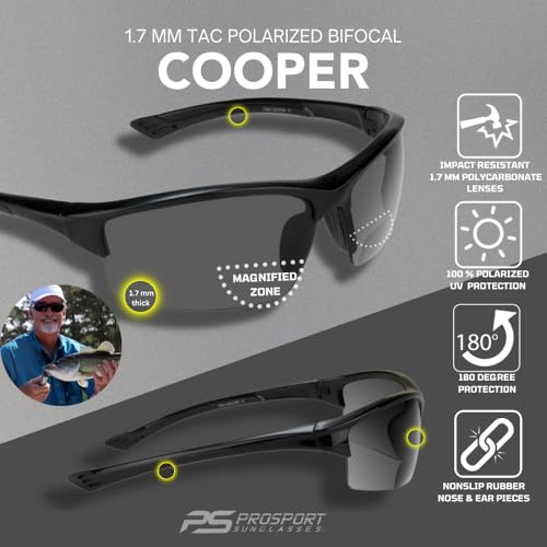 proSPORT Polarized Bifocal Reading Sunglasses Men Women Smoke Brown Lens Tinted Bi-Focal Reader4