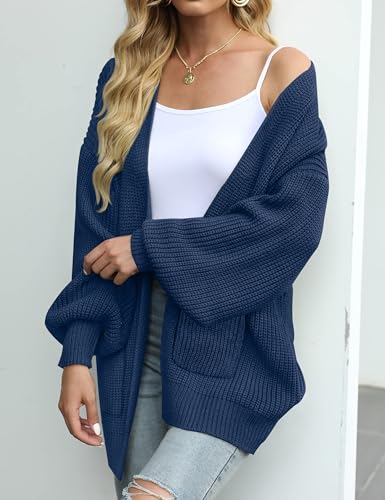 Image of MEROKEETY Long Sleeve Oversized Cardigan Sweaters for Women | Fall Winter Sweaters, Open Front, Chunky Knit, 2026 Casual Work Outerwear with Pockets