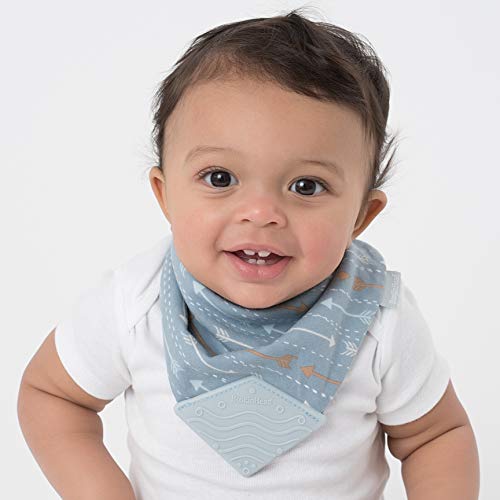 BooginHead by Infantino Cotton Baby Drool Bibs, Teething Bib and Pacifier Holder Bib, Blue Arrows