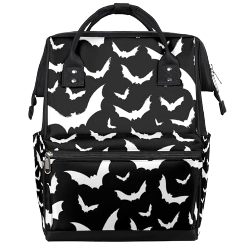 Aglebo Hallween Bats Animals Diaper Bag Backpack Large Compartment Mommy Bag with Stroller Straps Waterproof Casual Daypack for Mom and Dad Travel Bag