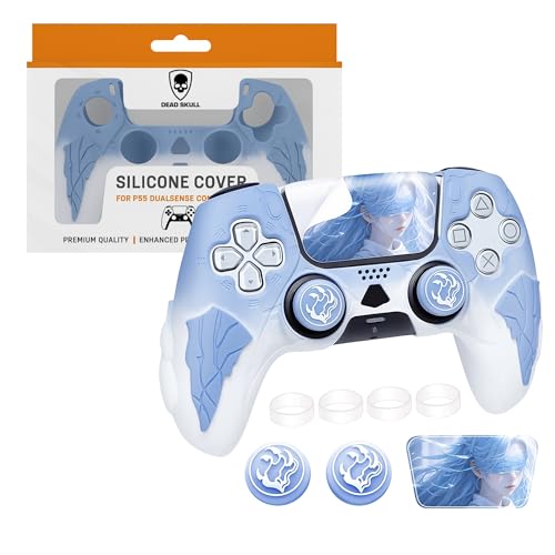 Image of DEADSKULL Thunder Edition Silicone Controller Sleeve, Anti-Slip Protective Cover Skin Compatible with PlayStation 5 Controller, Compatible with DualSense Wireless Controller (Blue & White)