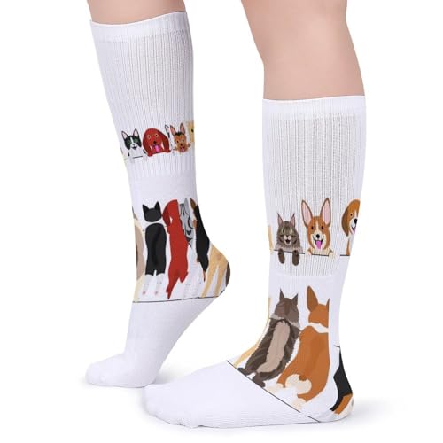 5 Pairs Long Athletic Soft Socks Compression Crew Stockings 15.7x3.9 in4