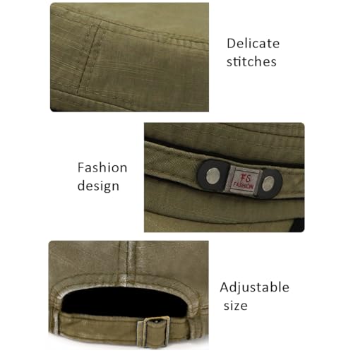 Image of Cadet Army Hat 2 Pieces Flat Top Cap Unisex Military Hat for Women Men