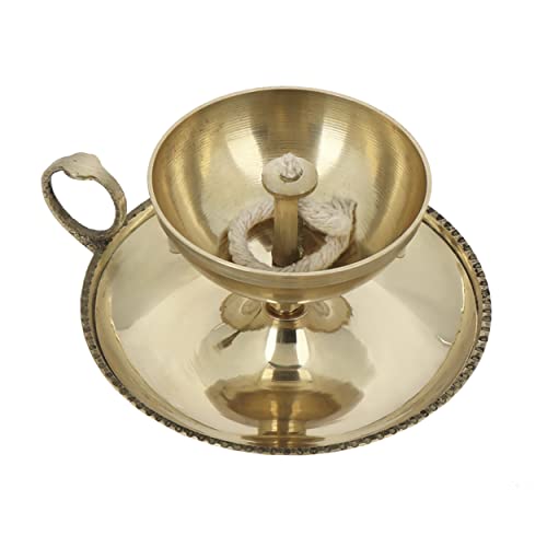 NKlaus Ghee lamp Oil lamp with 10 Spare Wicks Handmade Brass House Garden Gold Large 40600, Multicoloured - Image 4