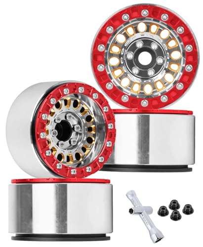 BRCatWPark 1.9 Brass Beadlock Wheel Rim for 1/10 SCX10 SCX10 II 90046 SCX10 III AXI03007 SCX10 Pro TRX4 TRX6 Gen7/8 D90 VS4-10 MST CFX RC Crawler Car,Brass Beadlock & Aluminum Deep Dish Rim,Silver
