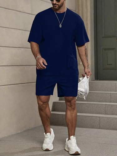 Image of Vogaan Men's T-Shirt and Shorts Set | Top & Shorts Night Suits Set | Night Wear for Men | Holiday Outfits for Men's