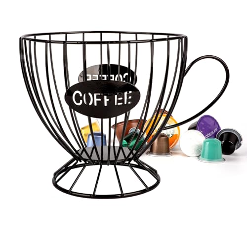 Guolich Porta Cialde Caffe Porta Capsule Caffe, Portacialde da Caffè,Capsule di Caffè Cesto di Immagazzinaggio,Contenitore Caffe, Cestini da Cucina,per Casa Bar,Angolo Caffe,Ristoranti,Hotel (Nero)