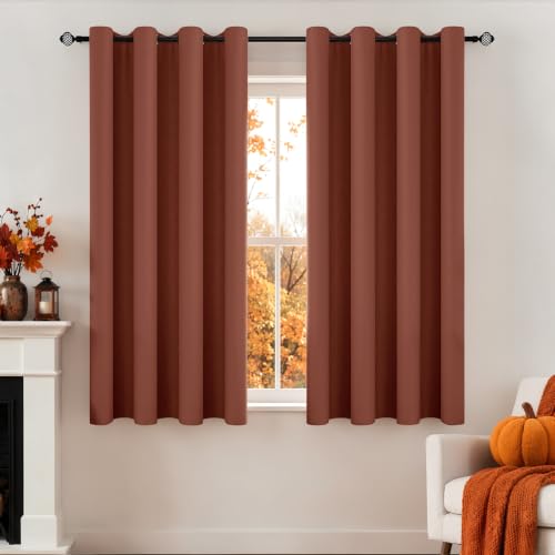Image of MIULEE Caramel Blackout Bedroom Curtains Drapes 72 Inch Long 52 inchx72 inch | Grommet Top, Room Darkening Window Drapes, Privacy Protection, Thermal Insulated, Heat Blocking, Light Blocking