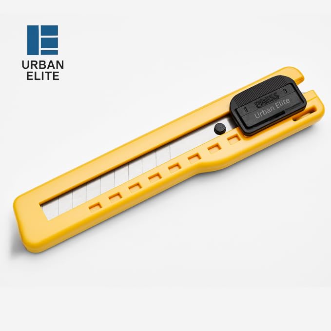 Image of Urban Elite 18mm Utility Cutter Set | 2 Retractable Utility Knives with 10 Replacement Blades | Auto-Lock Design | Comfortable Grip | For Home, Office, DIY & Packaging