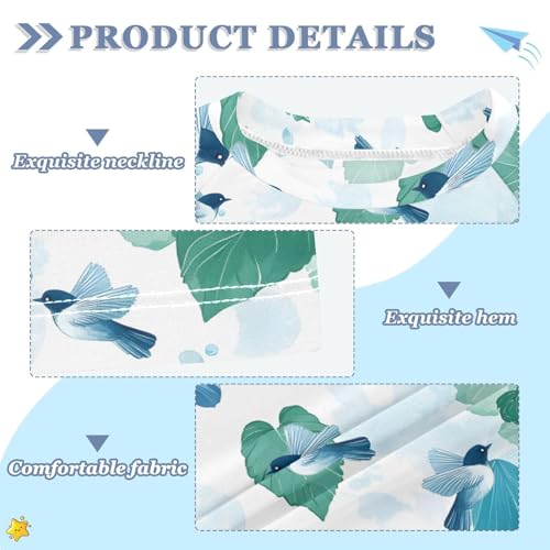 ALAZA Kids Rash Guard Girls Toddler Swim Shirts Short Sleeve Hydrangea Flower Bird UPF 50+ 3T3