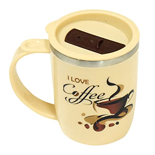 Image of Kuber Industries Insulated BPA Free Plastic Coffee Mug with Lid (Coffee)
