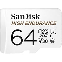 SanDisk High Endurance microSDXC Speicherkarte 64 GB + Adapter (Für Dash-Cams und private Überwachungskameras, 100 MB/s Lesen, V30 für Full-HD und 4K-Videos)